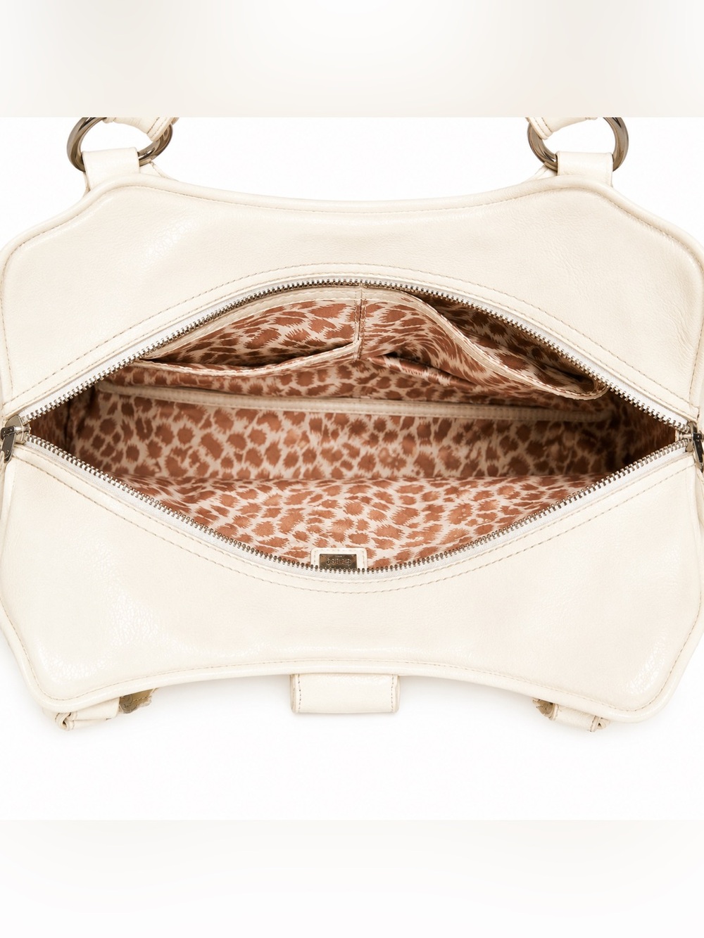 GUESS white Patent Leather Satchel Bag 90% New Large Shoulder Purse - Picture 4 of 4